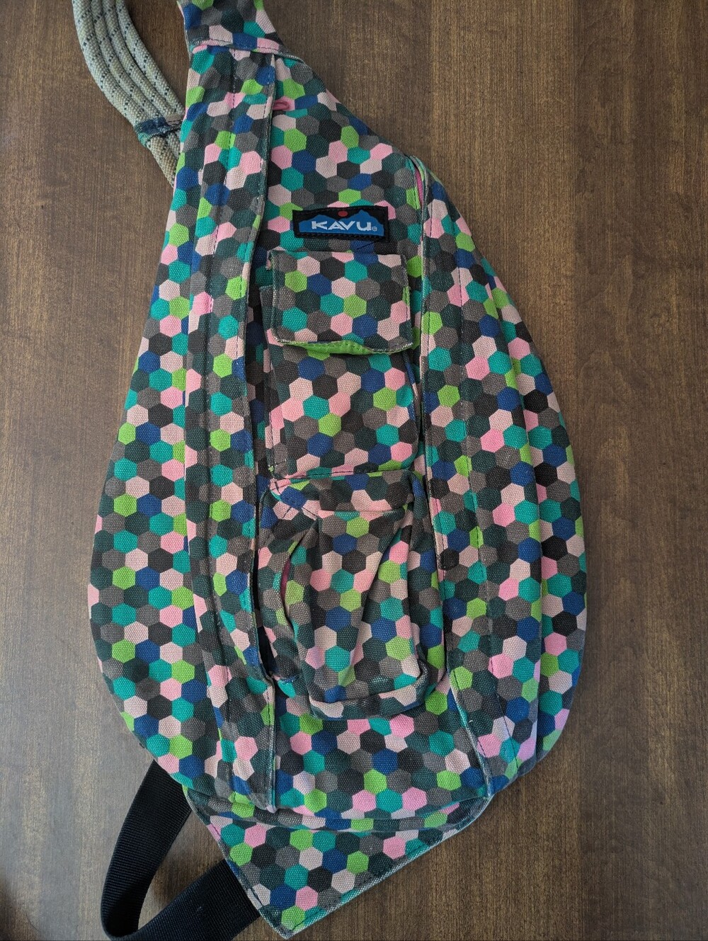 Kavu Geometric Octagon Pattern Canvas Rope Bag
